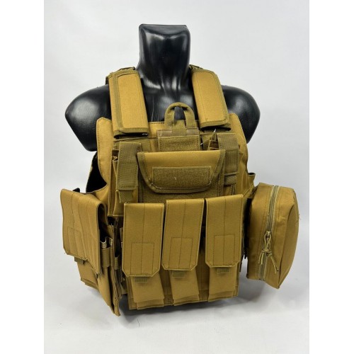 Тактический разгрузочный жилет «5 / пять карманов» с подсумками Tactical Molle Plate Carrier для съемных бронепластин в Орле